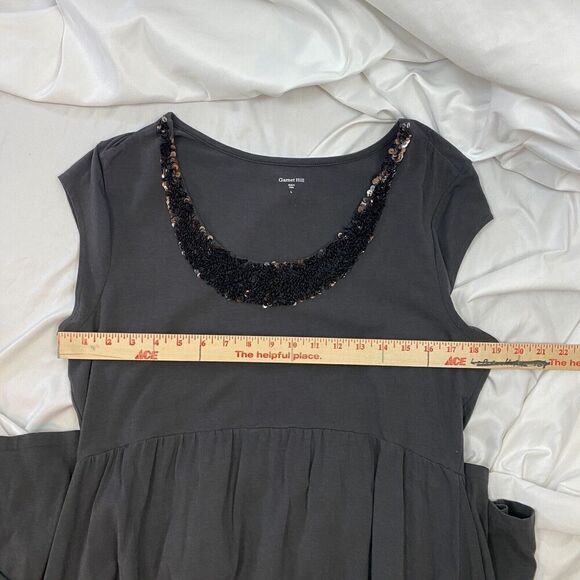 Garnet Hill Jolie Knit Sequins Scoop Neck Dress Short Sleeve Women’s Size L - Picture 12 of 15